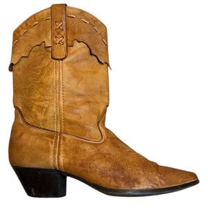 LAREDO Distressed Vintage Soft Leather Women's Cowboy Boots Camel Tan Size 8.5